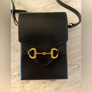 Gucci Calfskin Mini Horsebit 1955 Crossbody Bag in Black